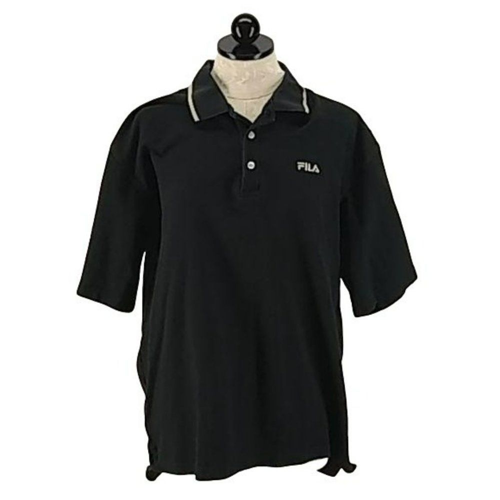 Fila Italia‎ Black Polo Collar Rugby Large Shirt